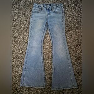 Vanilla Star Light Blue Flare Jeans with Stud Accents, Size 8 Girls